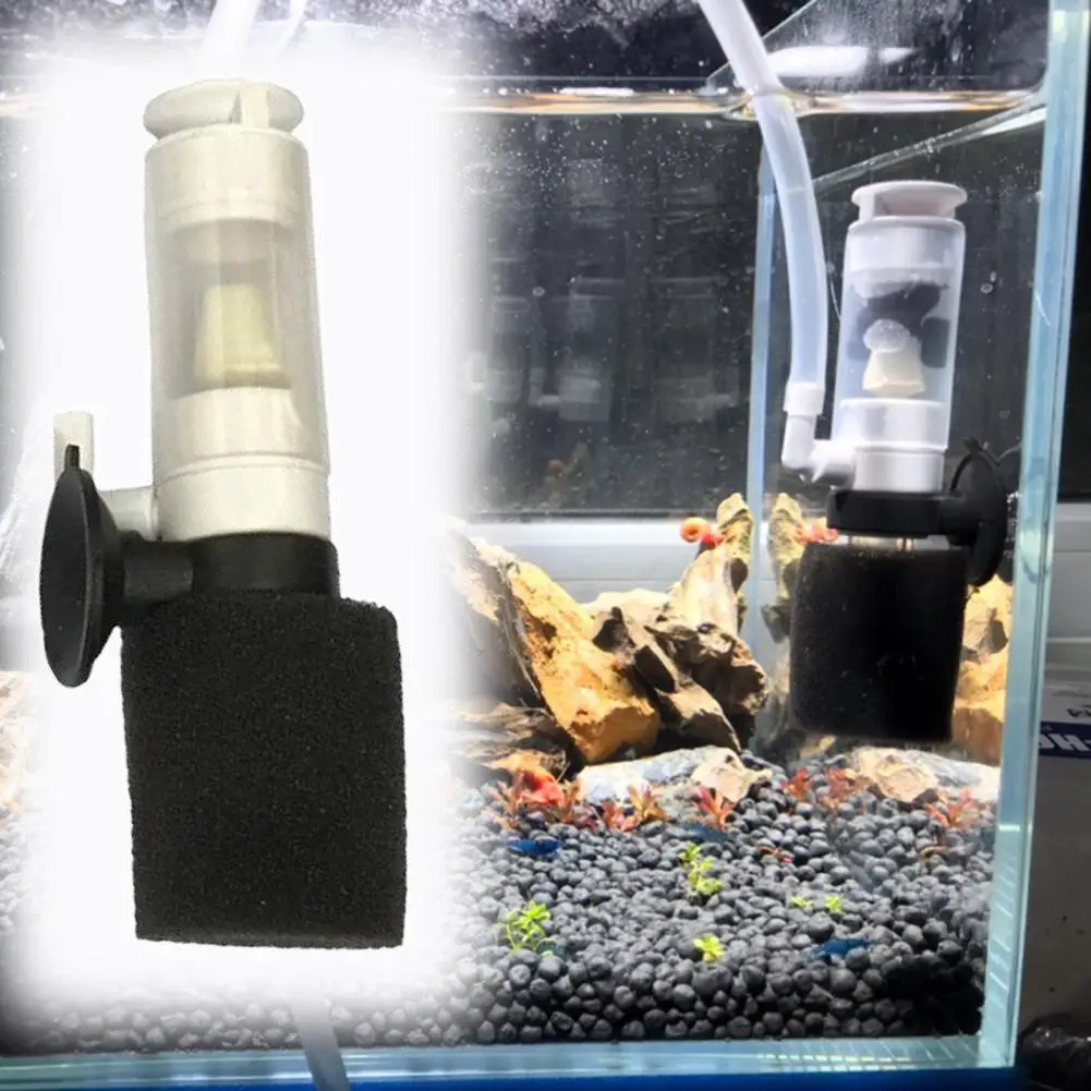 Бесшумный пневматический мини фильтр для аквариума воздушный подключенный к