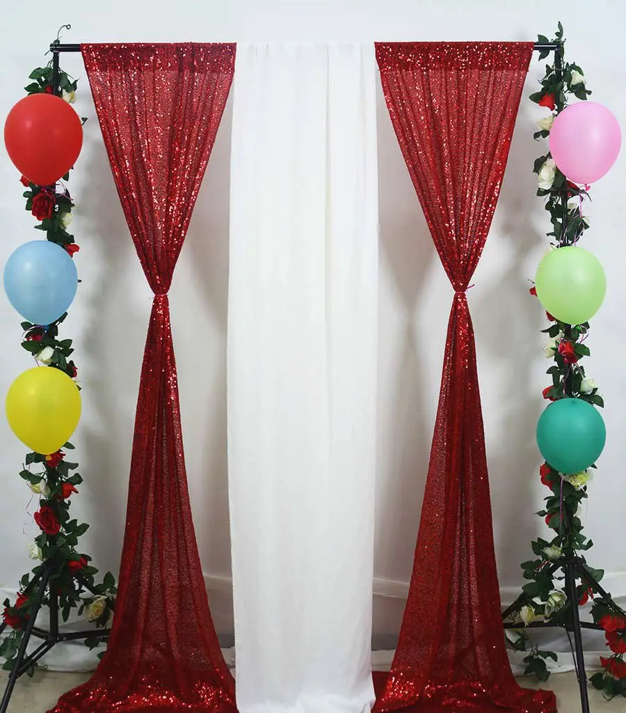 Sequin Backdrops 4FTx8FT(48x96-Inch) Red Luxury Curtain Photobooth Background for Wedding/Event Backdrop Decoration-M |