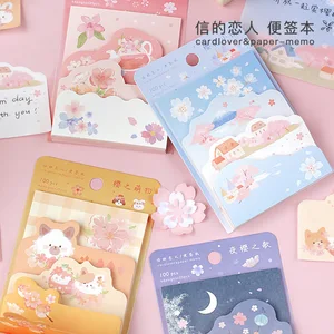 100 листовлот из блакнота для бумаги для заметок на клейкой основе, цветущая вишня, время Бумага дневник в стиле Скрапбукинг наклейки для офиса и школы канцелярские блокнот