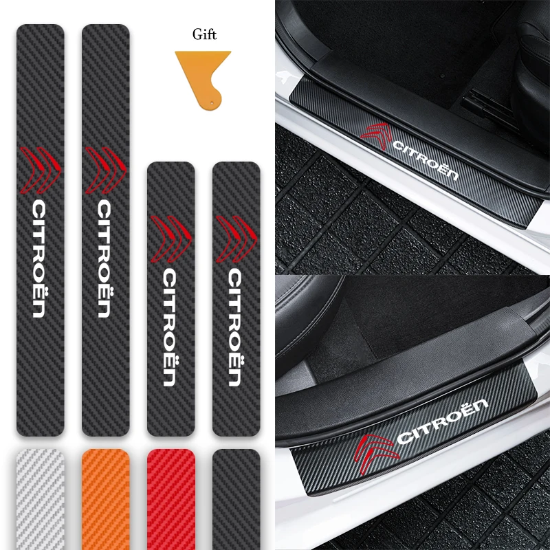 4 шт. автомобильные наклейки порога двери протектор углеродного волокна