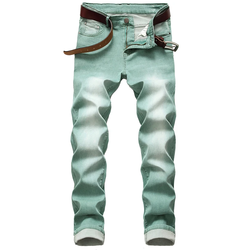 Новые эластичные Простые джинсовые брюки мужские мотоциклетные джинсы Мужская