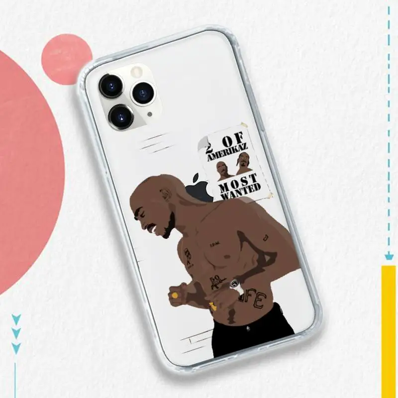

Rapper Tupac 2Pac Makaveli Phone Case Transparent soft For iphone 5 5s 5c se 6 6s 7 8 11 12 plus mini x xs xr pro max