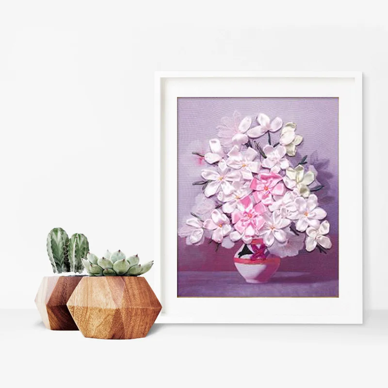 Шелковая вышитая лента 3D атласный Набор для вышивки крестиком холст живопись