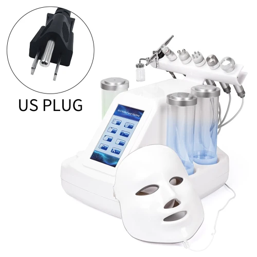 US Plug 7 в 1 Гидра дермабразия кожуры чистый уход за кожей био светильник RF вакуумная очистка кожи лица Гидро Вода кислородная струя пилинг машина - Цвет: US Plug