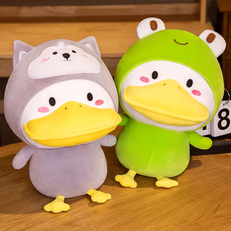 

33cm Cute Duck Cos Dinosaur Bear Frog Plush Toys for Children Cartoon Stuffed Animal Doll Pillow Kids Girls Lovely Birthday Gift