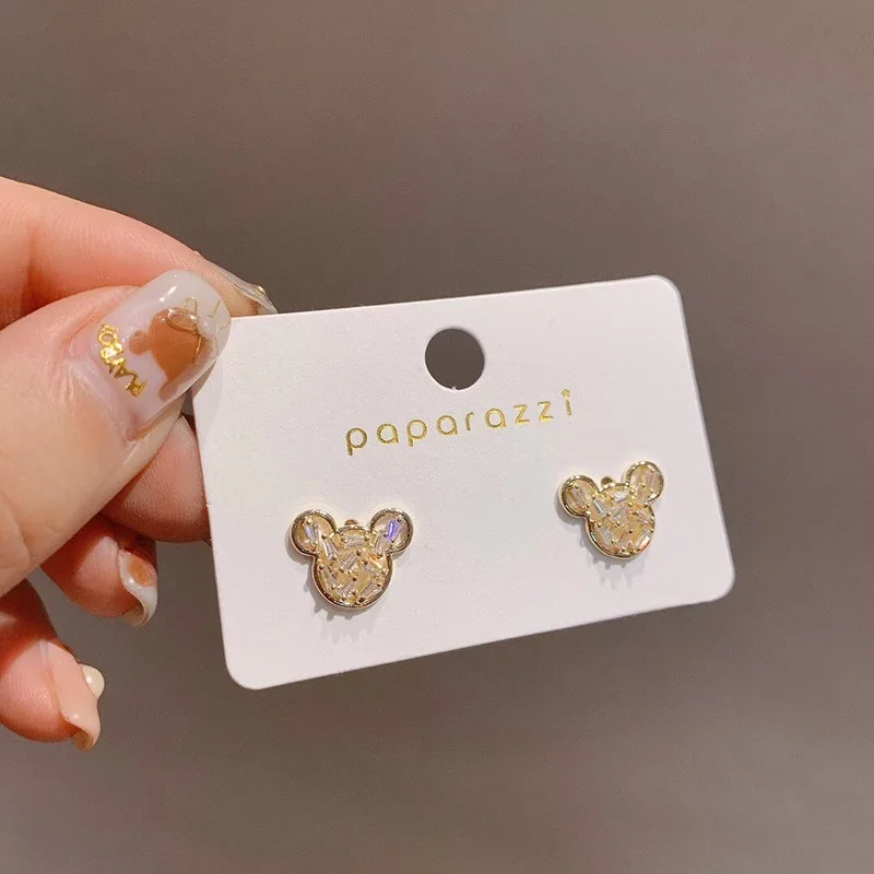 

Cute little bear earrings crystal cartoon Mickey head women's earrings temperament wedding party jewelry friendship gifts 2021