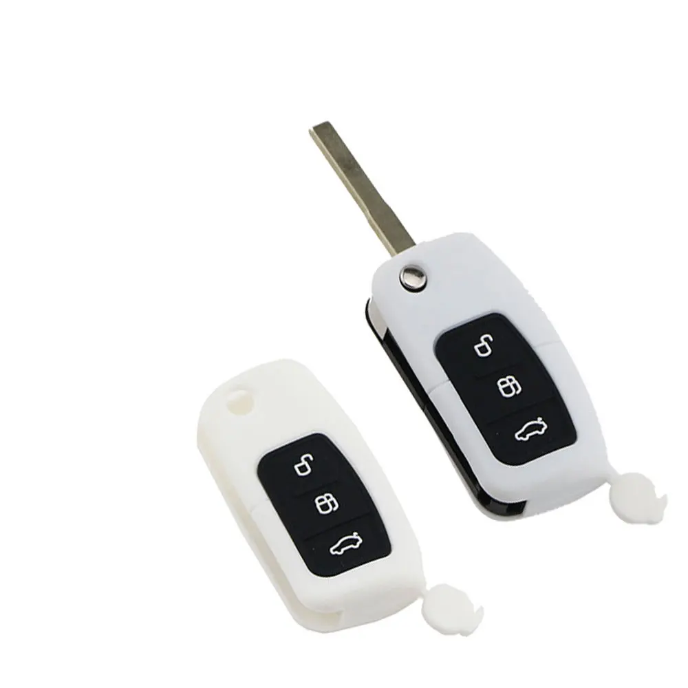 Автомобильный силиконовый чехол Carmilla защитный со сложенным ключом для Ford Fiesta MK7