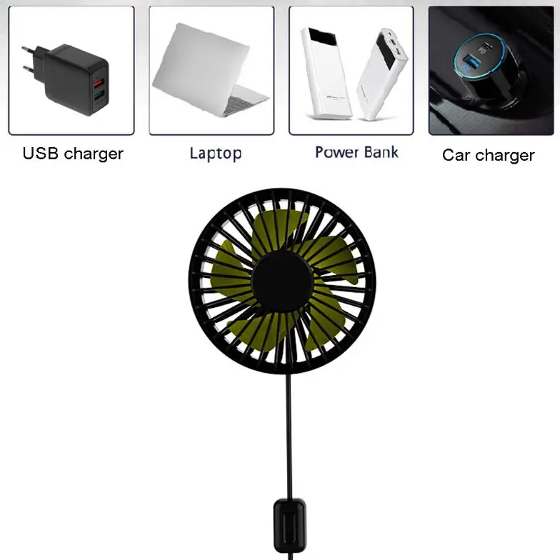 

Universal Home Desk 5V Car Fan 360 Degree Rotating Cooling Fan Car Air Vent 3 Speed Adjustable Cooling USB Fan