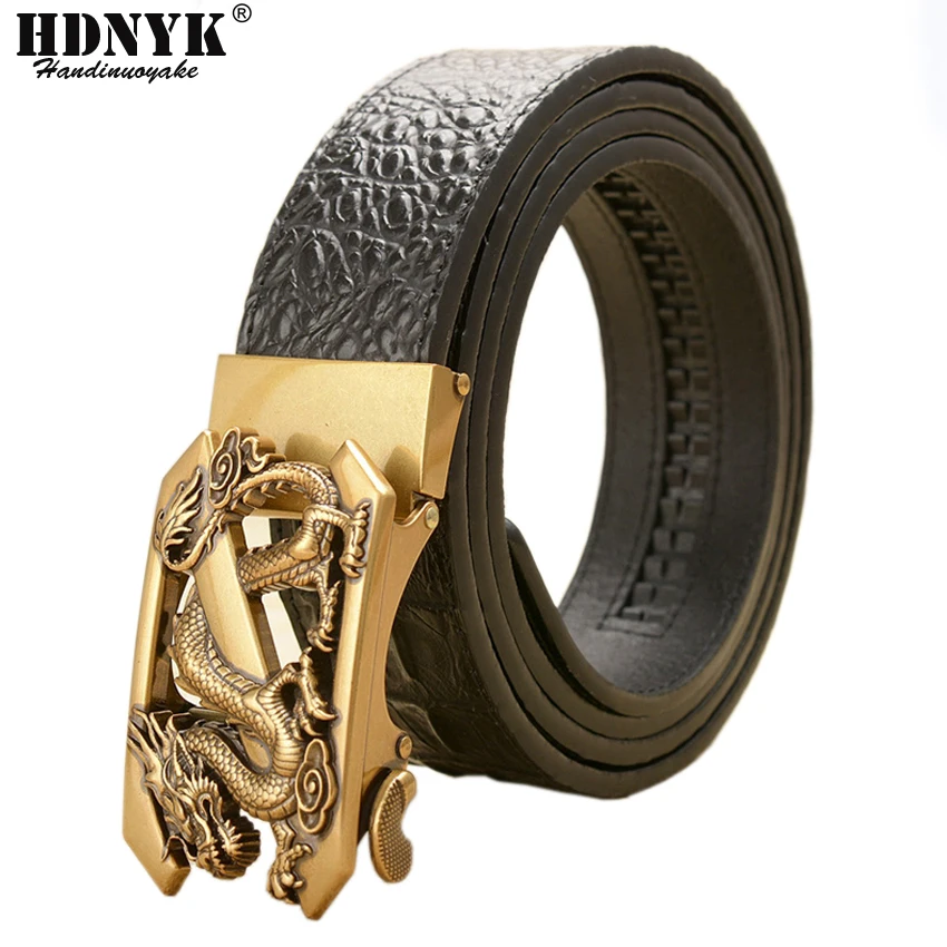 New Famous Designer Belts for Men High Quality Automatic Belt Men Leather Girdle Casual Waist Strap With Dragon Pattern Buckle