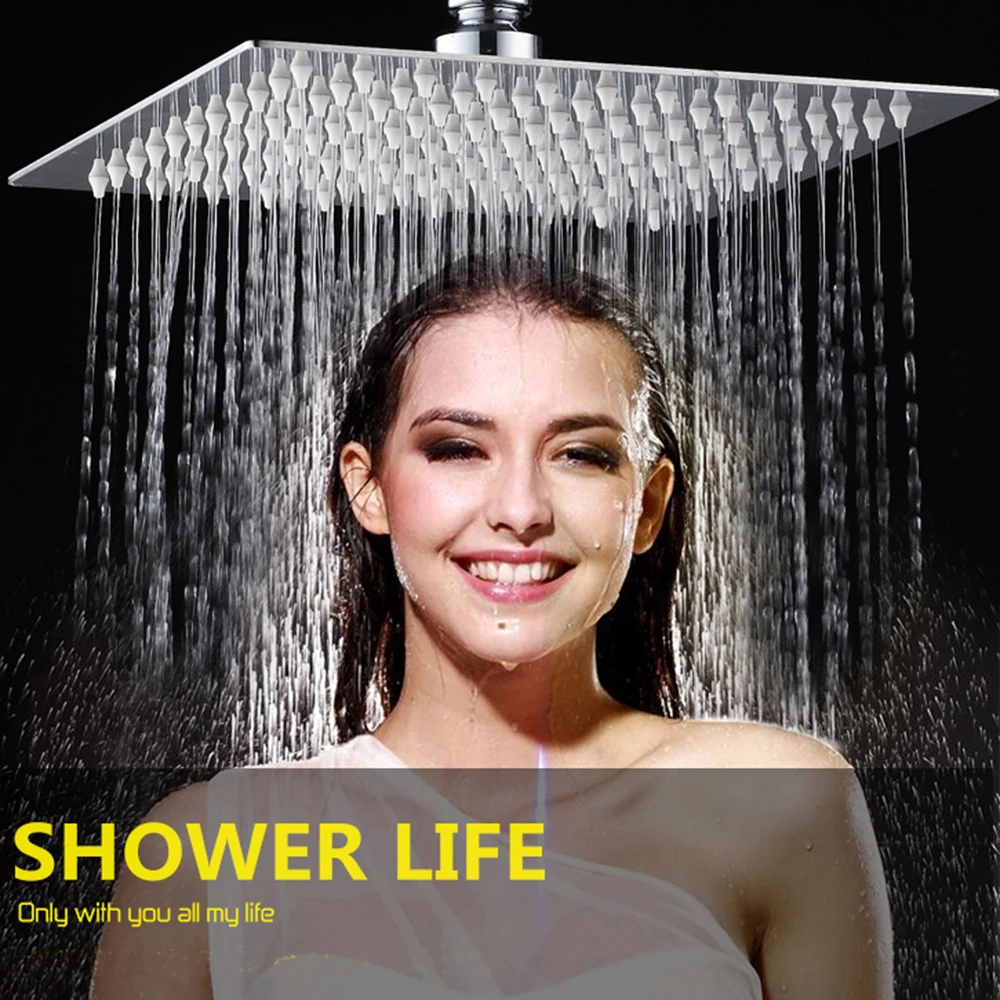 yanksmart luxury chrome polished rainfall wall mounted bathroom shower faucet set adjust height handle shower mixer water tap free global shipping