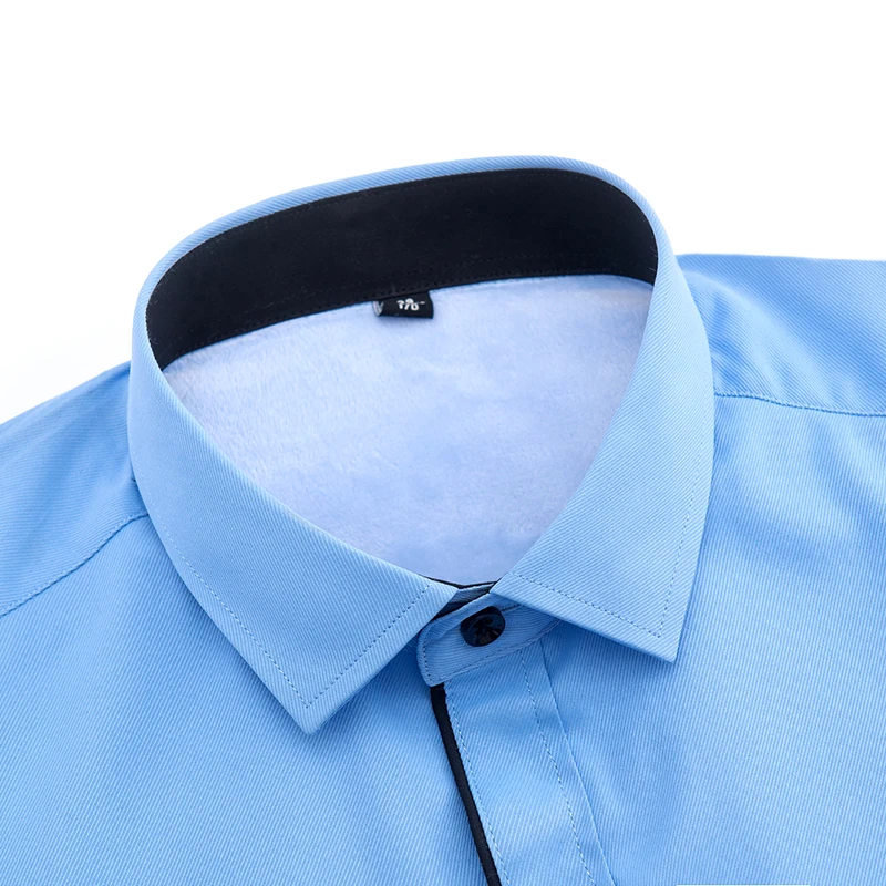 Men's Long Sleeve Dress Shirts Plus Velvet Thickening Fashion Warm Top S-4XL Winter Solid Color Men's Button Shirt