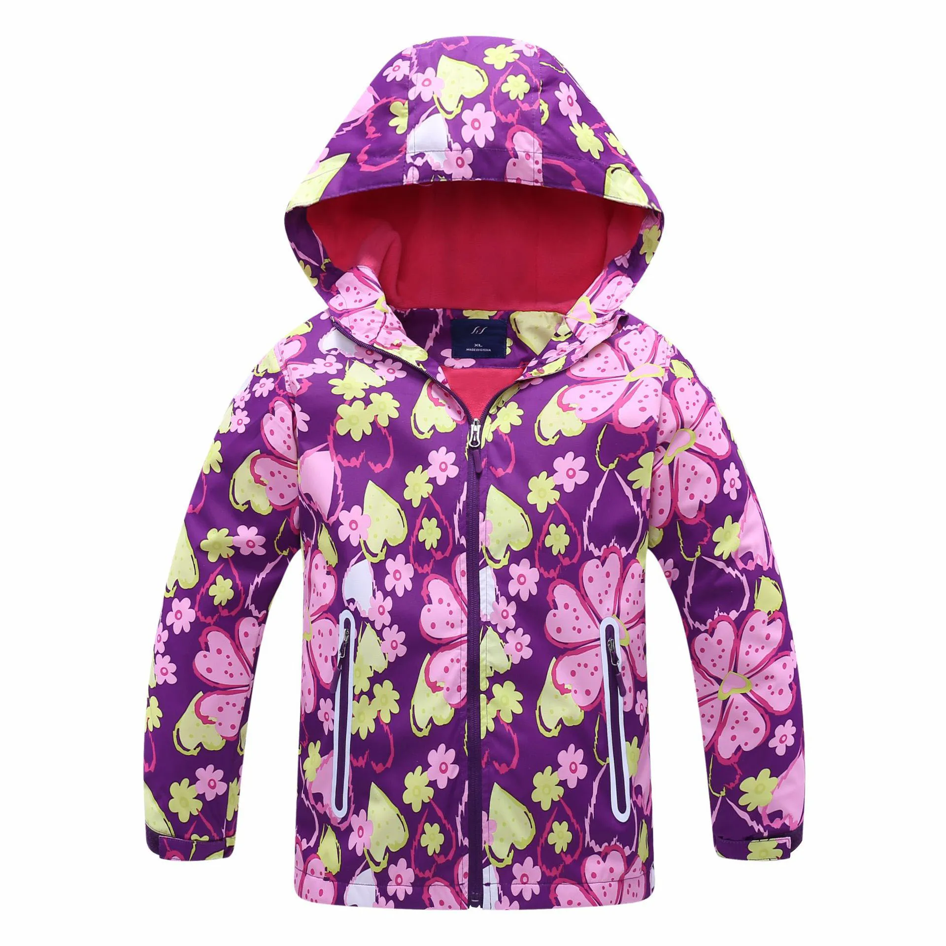 

Girls Windbreaker Jacket For Child Clothing 2019 New Fashion Flower Polar Fleece Girls Outerwear Coat Kids Jackets Spring Autumn