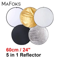 24 60cm 5 in 1 portable collapsible light round photography silver black white reflector for studio multi photo disc diffuers