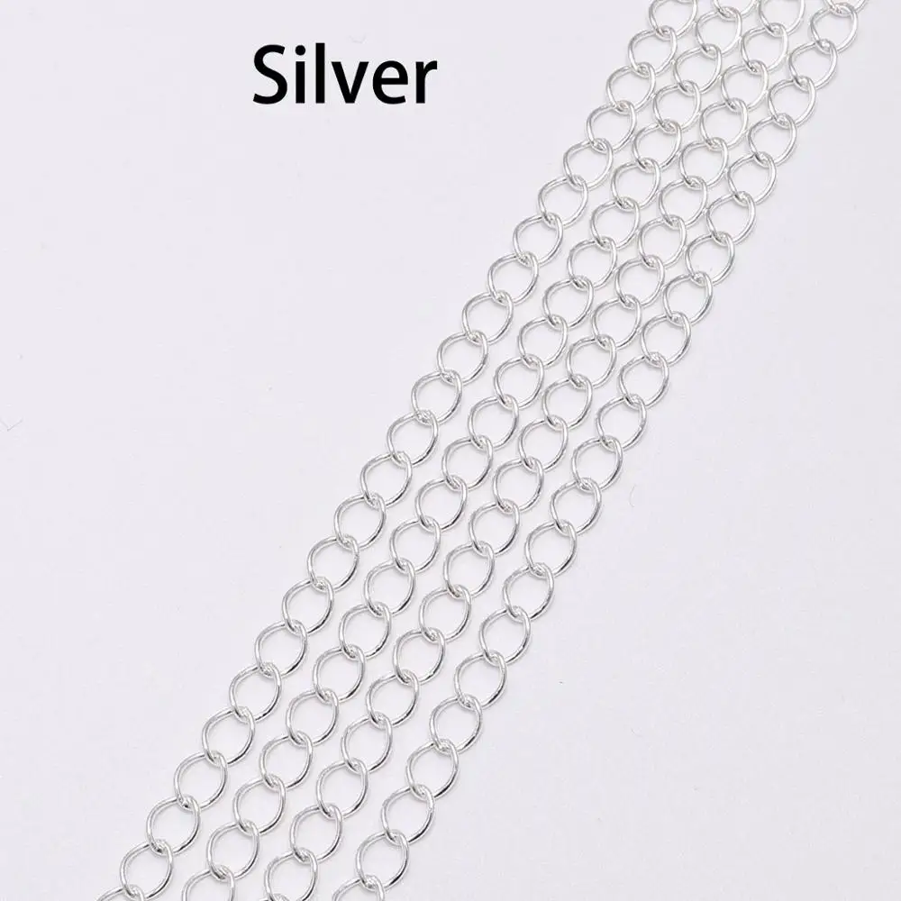 Silver 5 м/лот 2,5-4,8 мм позолоченное серебро звено веревки цепи ожерелье поставки DIY для латуни объемная цепь ювелирных изделий Аксессуары - Цвет: Silver