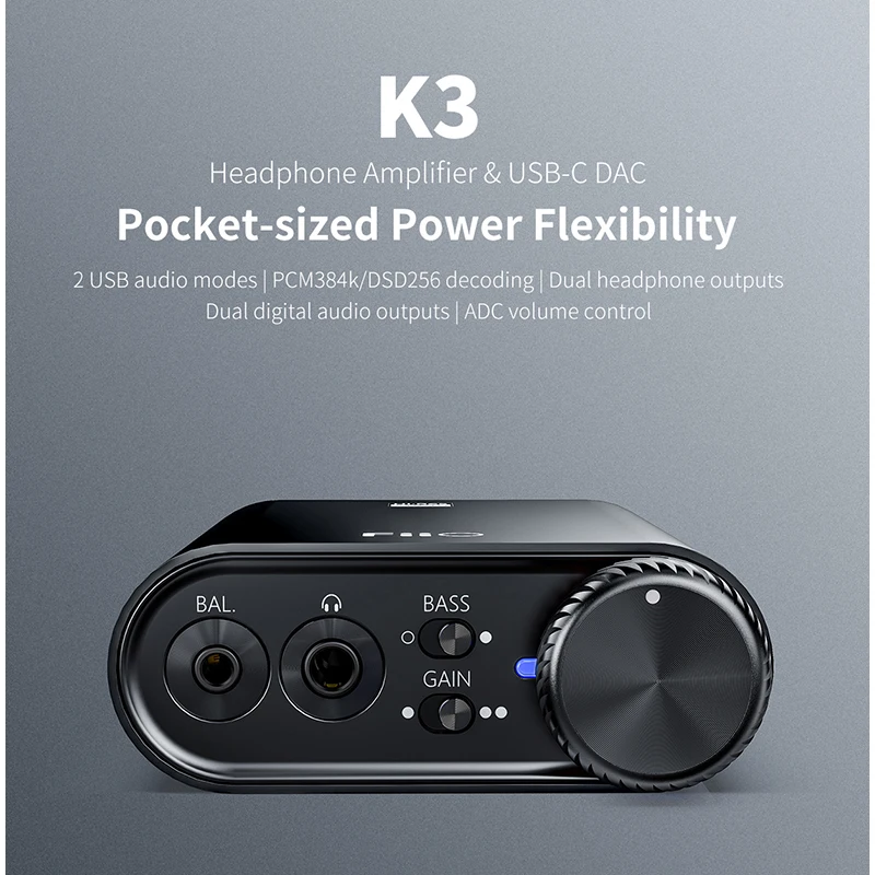 FiiO 2021 новая версия K3 портативный усилитель для наушников AMP XMOS USB DAC ES9038Q2M ПК