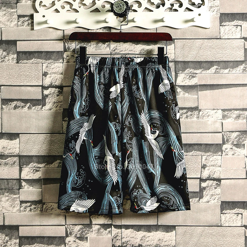 Японский традиционный стиль брюки самурайский кран 2020 Новые широкие уличная