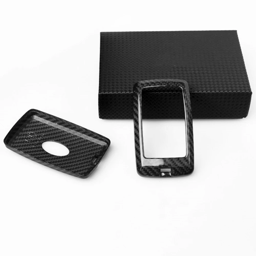 

Black Real Carbon Fiber Keychain Key Fob Cover Case Shell For Land Rover Discovery 2018 Keyless Car Keychain Keybag Trim Cap
