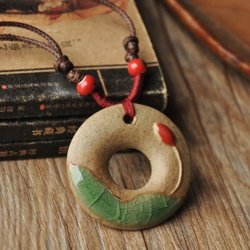 Креативное ожерелье с керамическим кулоном Lotus креативное винтажное ювелирное