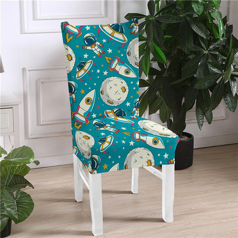 Чехлы на стулья из спандекса с рисунком планеты эластичная универсальная