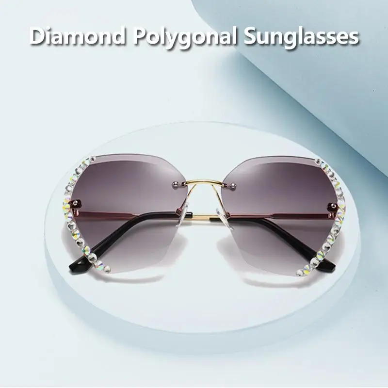 

CRSD 2020 Fashion Oversized Rimless Sunglasses Women Luxury Brand Design Eyewear Ladies Vintage Diamond Square Sun glasses