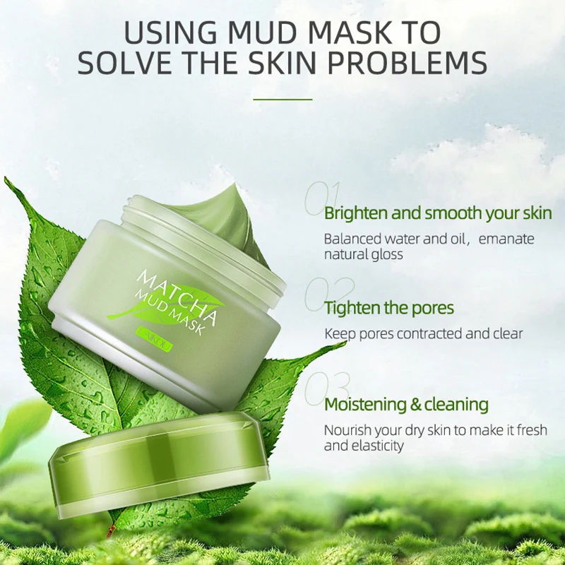 85g Matcha грязевая маска для лица Успокаивающая ярче так же увлажняет кожу повышает