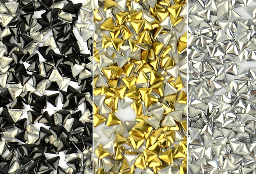 300 шт./компл. 6 стилей серебряные/3D блестящие металлические украшения для ногтей