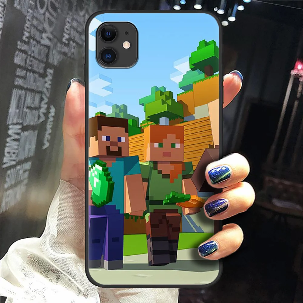 

Mini World funny Sandbox game Phone Case Cover Hull For iphone 5 5s se 2 6 6s 7 8 12 mini plus X XS XR 11 PRO MAX black bumper