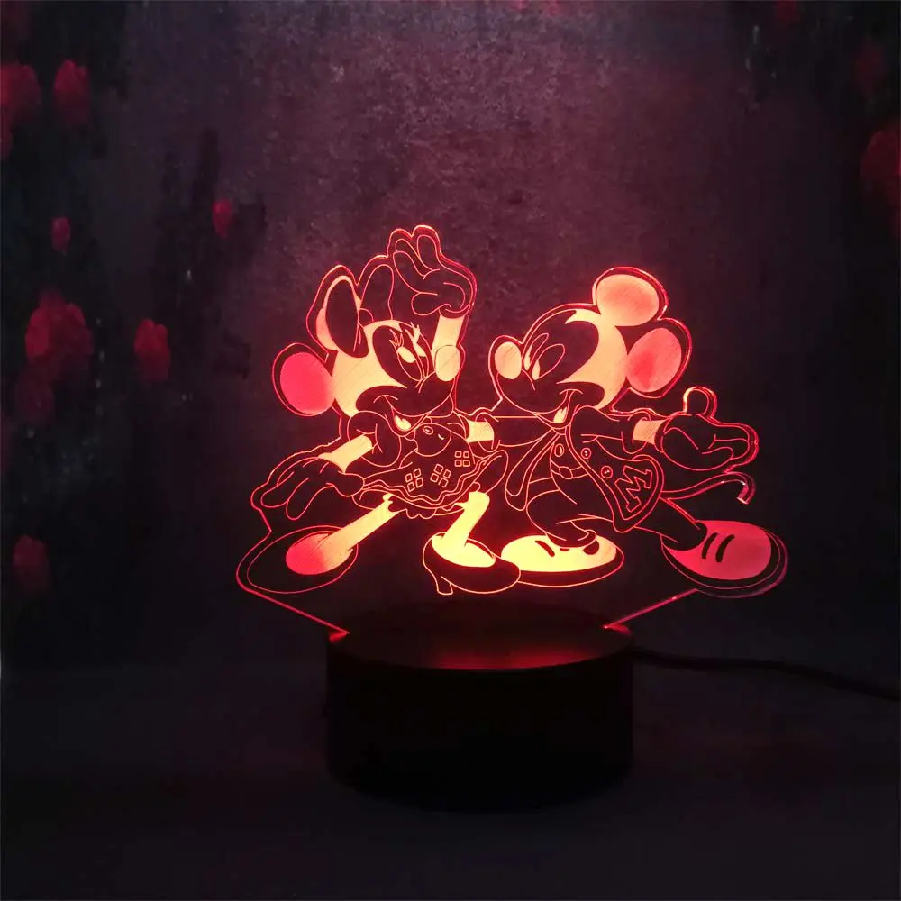mickey Милый Шарик изображением Микки 3D ночной Светильник Иллюзия 7 цветов светодиодный светильник s usb Рождественский Декор на день рождения светильник s подарок настольная лампа Детский Светильник - Испускаемый цвет: mickey