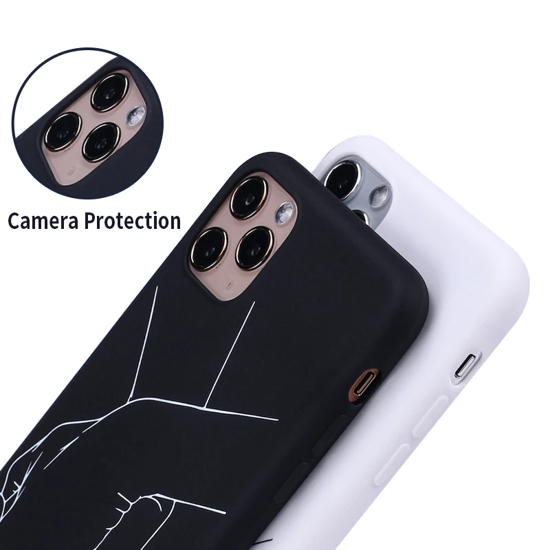 Lover Hand Line Simple Phone Cover For iPhone14 14ProMax 14Plus 13Promax 13 12 11 Soft Silicone Case Fundas