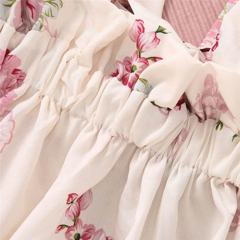 Однотонный топ с длинным рукавом для маленьких девочек + юбка на подтяжках