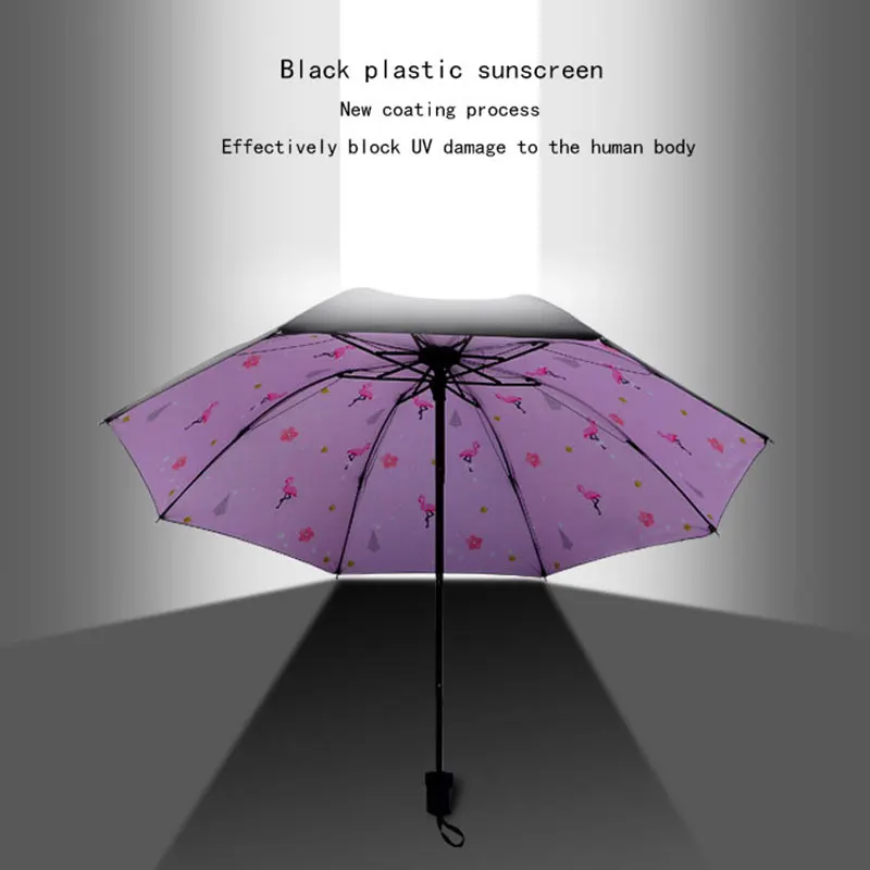 Фламинго винил анти-УФ зонтик для женщин Защита от Солнца Ветрозащитный большой