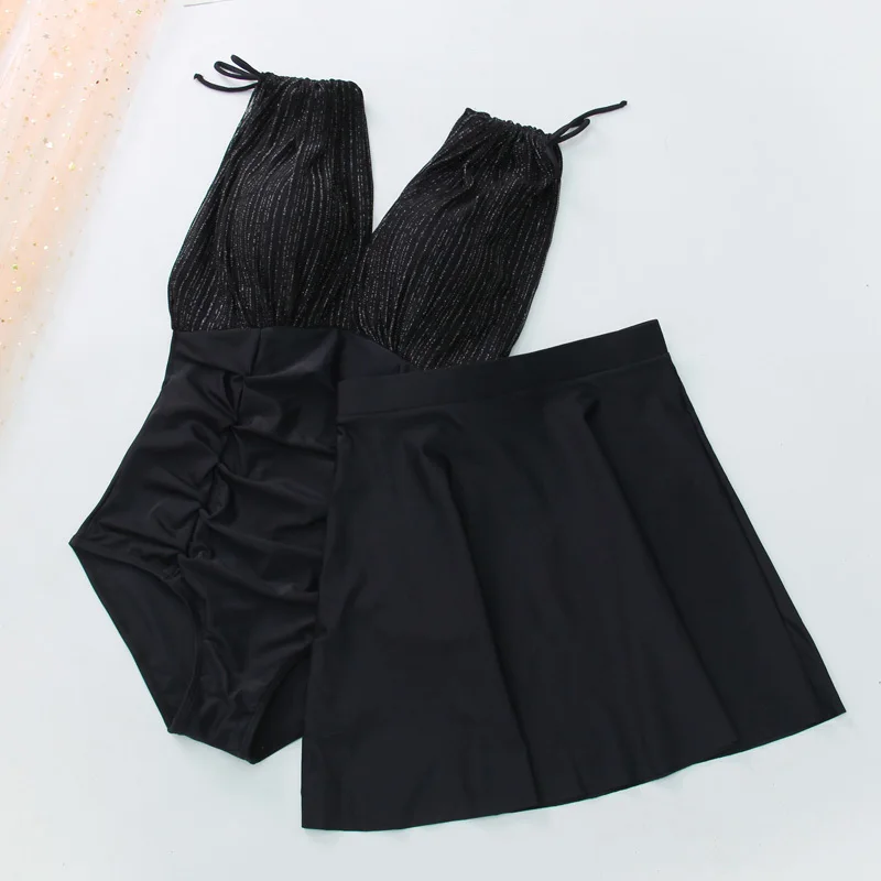 

One Piece Swimsuit Monokini with Skirt Sexy Pleated Slim Fit Bathing Suits Solid Underwired Push Up Swimwear Two Pieces 2022 New