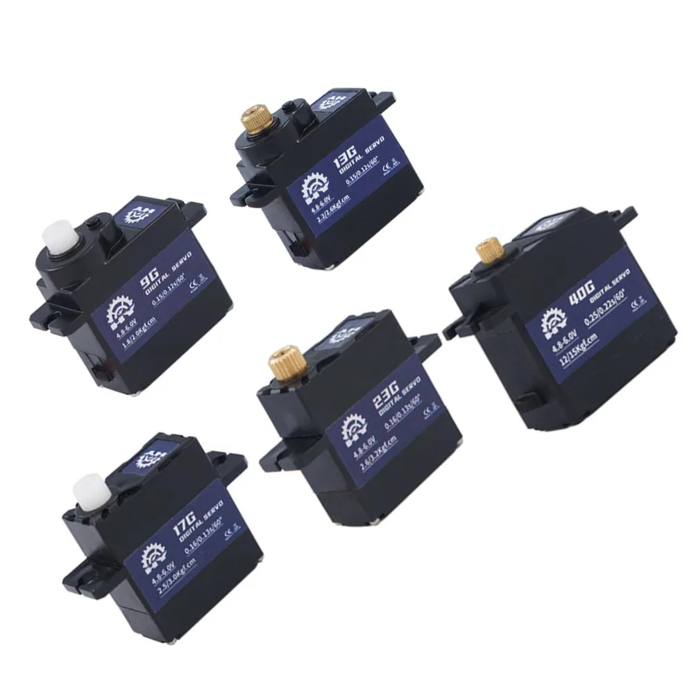 

9g/13g/17g/23g/40g 4,8-6V пластиковый металлический цифровой сервопривод для переднего и заднего рулевого механизма для модели с неподвижными крылья...