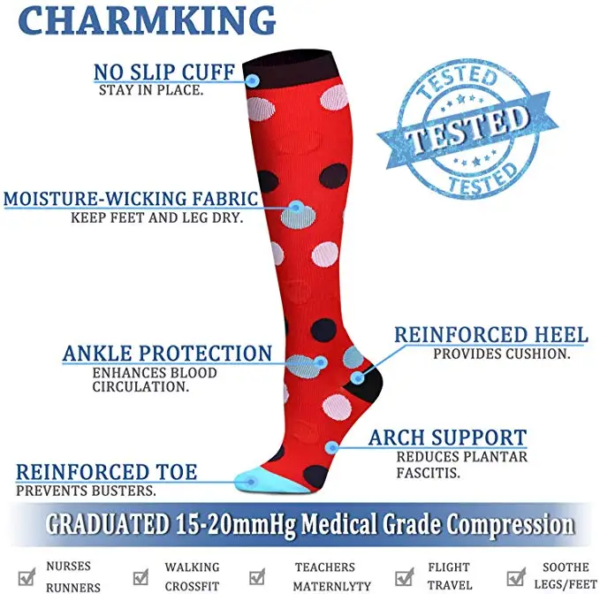 Компрессионные носки для мужчин и женщин спортивные высокие с защитой от