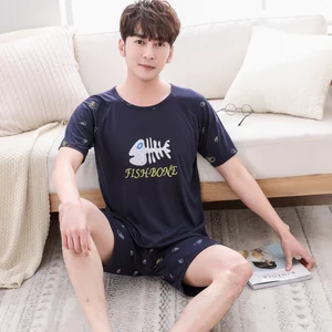 YAHOUHEI, Мужская пижама, летняя, короткий рукав, домашняя, тонкая, хлопок, клетчатая Пижама, для мужчин, для отдыха, пижамный комплект, для мальчиков, одежда для сна, наборы