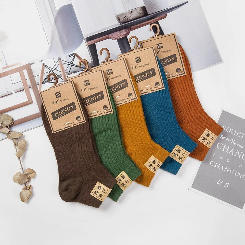 10 шт. = 5 пар носков мужские черно-белые Серые Хлопковые полосатые Разноцветные