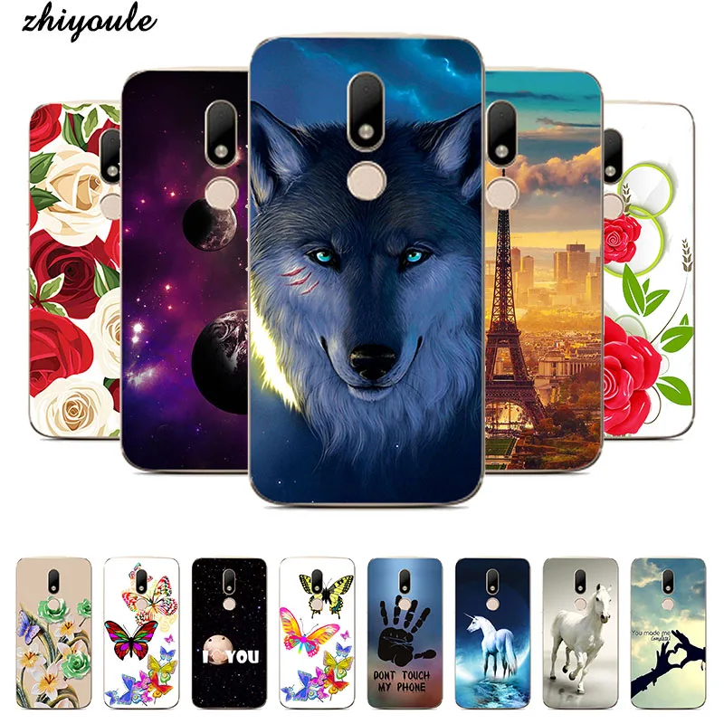 Мягкий силиконовый чехол для Motorola Moto M XT1662 XT1663 розовый с милым рисунком животных