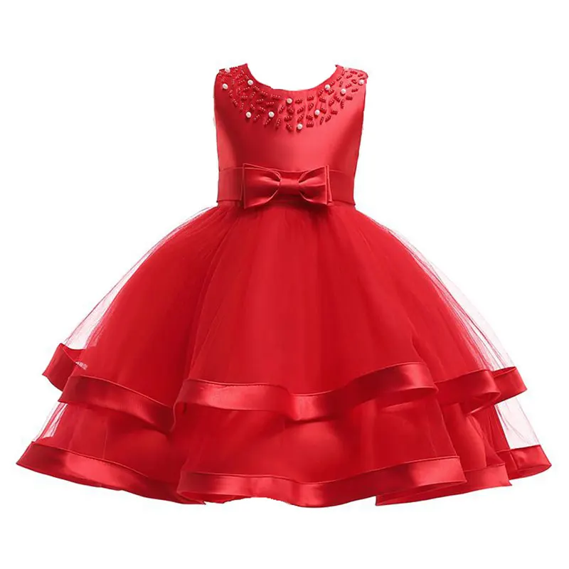 Свадебное платье для танцев без рукавов с бантом и цветочным узором Девочек