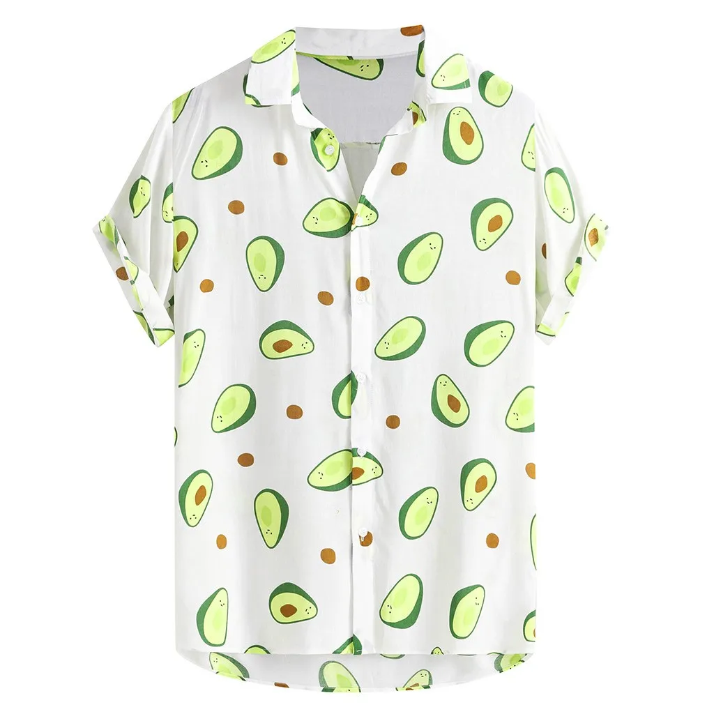 Фото Рубашка женская с принтом авокадо отложным воротником и коротким рукавом |