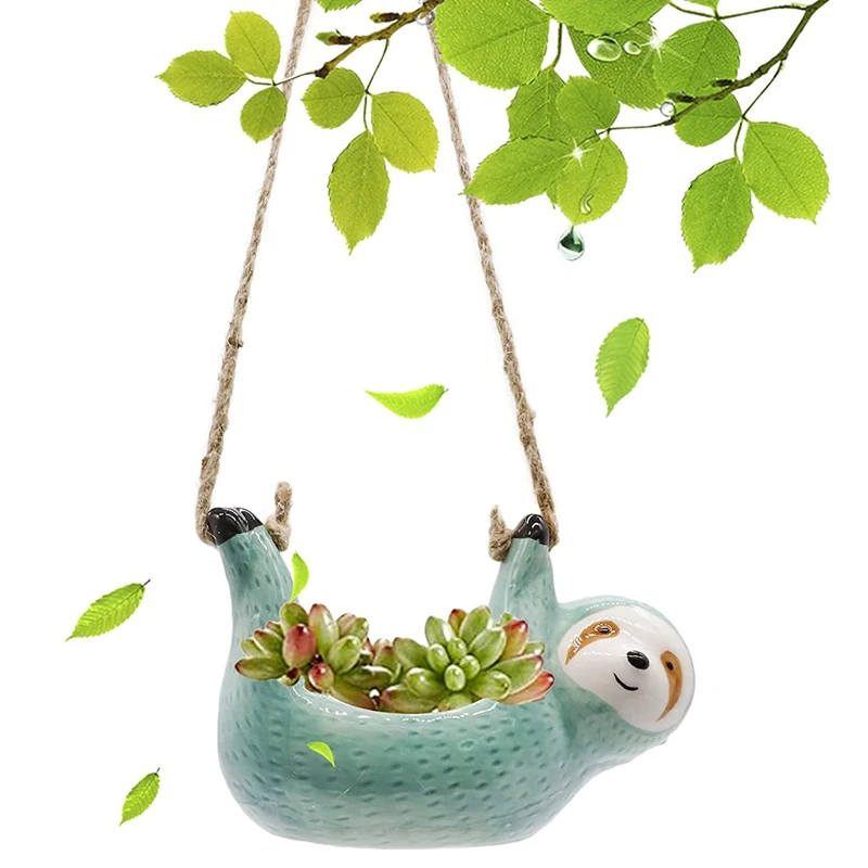 

Nordic Ceramic Sloth Hanging Planter Gift Animal Planter for Air Plants Adorable Small Pot Succulent Plants Garden Decoration
