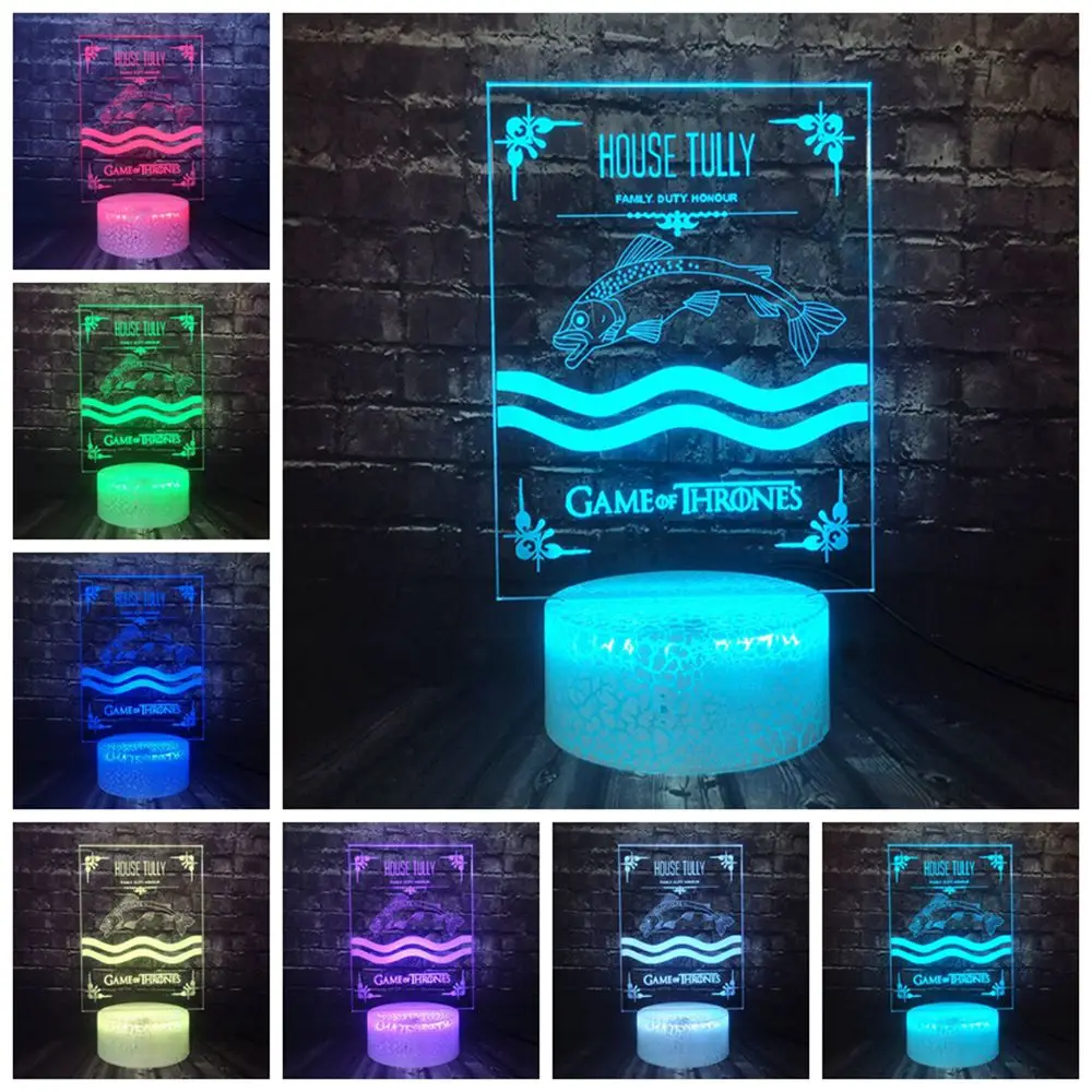 Игра престолов Дом Талли песня Льда и Огня 3D светодиодный светильник 7 цветов