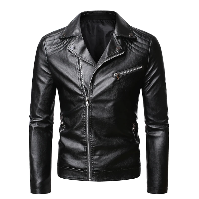 

Новая кожаная куртка, искусственная кожа, мотоциклетная куртка в стиле панк, Мужская Высококачественная верхняя одежда из искусственной ко...