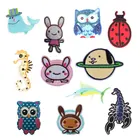 Нашивки с мультяшными животными, наклейки на одежду, теплопередающая аппликация, аппликация с вышивкой кролика, тканевые нашивки с блестками