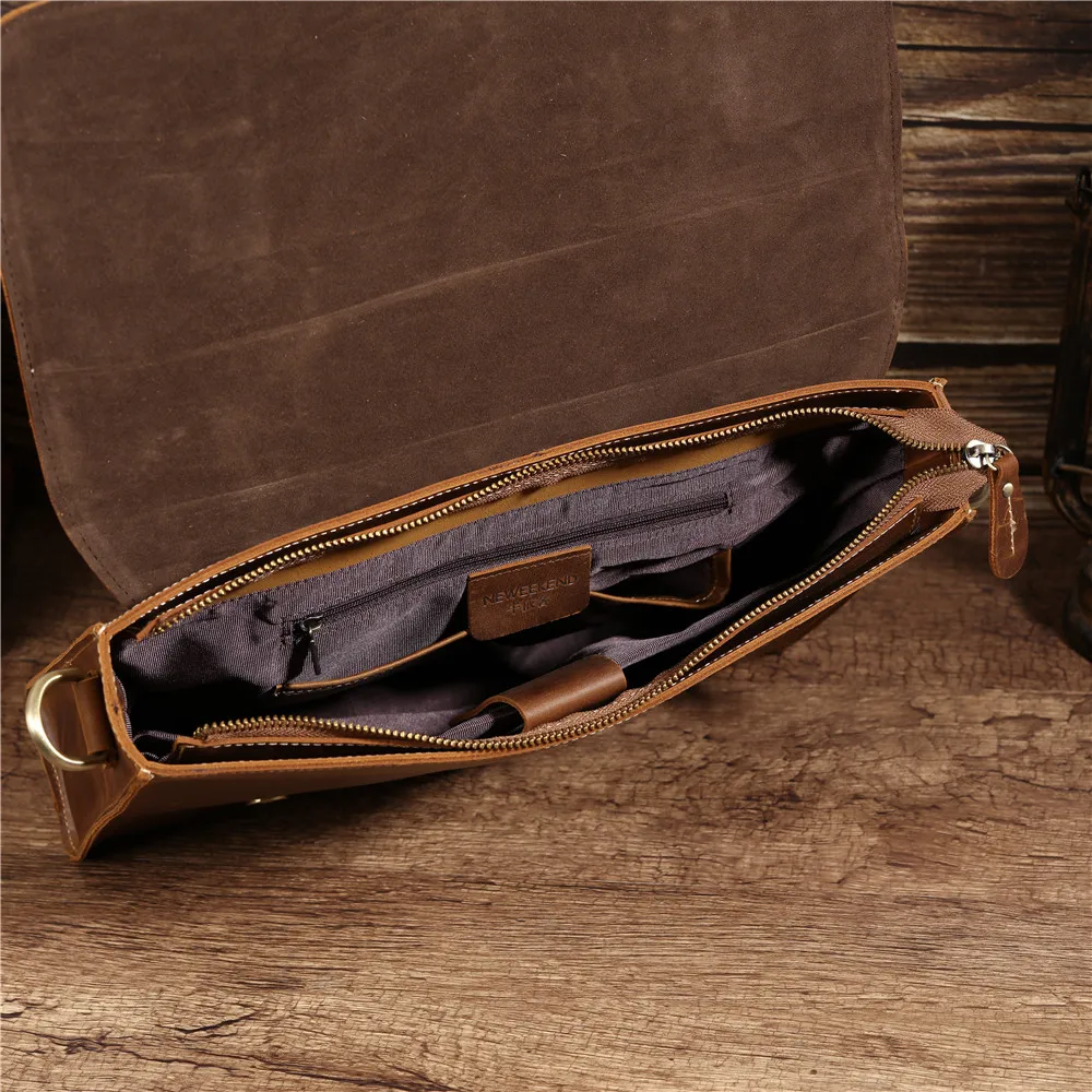 Genuine Leather Men's Briefcase 13 Inch Laptop Tote Business Shoulder Messenger Bag Portfolio Document Casual Crossbody Hand Bag