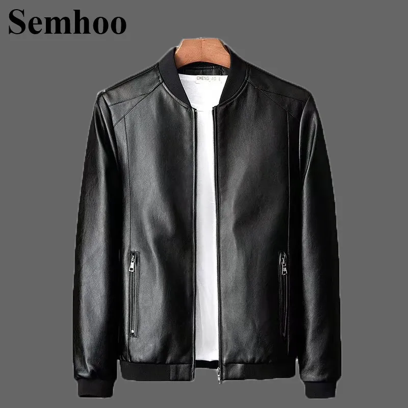 Новая деловая мужская кожаная куртка тонкая секция PU Повседневная однотонная