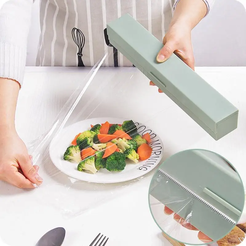 1Pcs Preservative Film Cutters Cling Food Wrap Cutter Plastic Dispenser Storage Holder Simple Style | Дом и сад