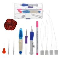 hot magic embroidery pen punch tool kit embroidery stitching punch pen set with scissors for embroidery threaders diy sewing