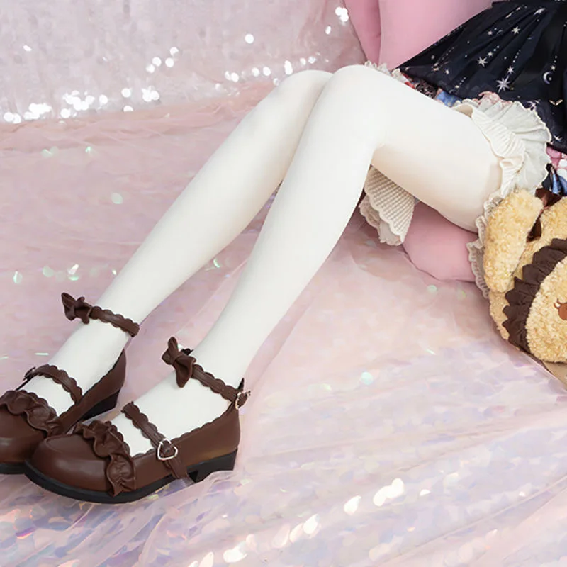 Японский Стиль милые женские туфли Lolita Белые колготки &quotкавай&quot для девочек