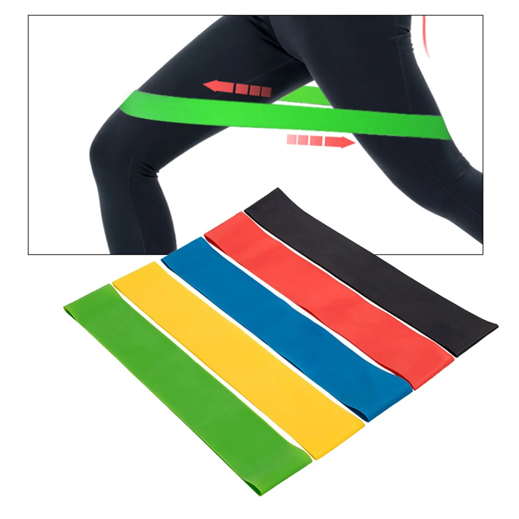 

5x Latex Coloured Resistance Bands Exercise Loops Home Gym Yoga Elastic Pilates