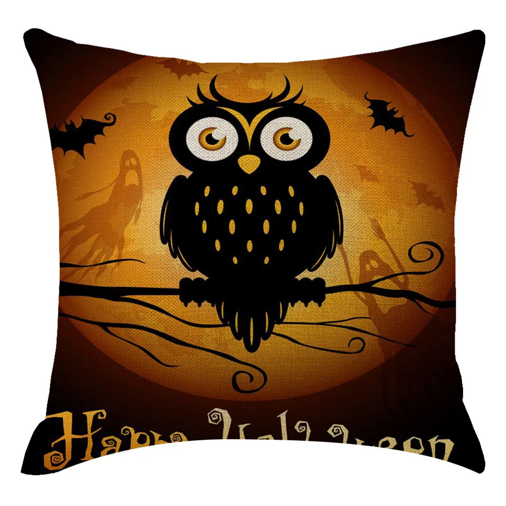 Halloween Pumpkin Witch Cat Owl Pillow Case Square Linen Home Hotel Pillowcase Fronha travesseiro Fronhas decorativas capa de | Дом и сад